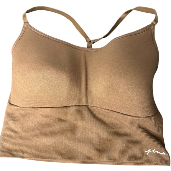 PINK Other - Seamless Longline Sports Bra Medium Brown stretchy racerback crop top